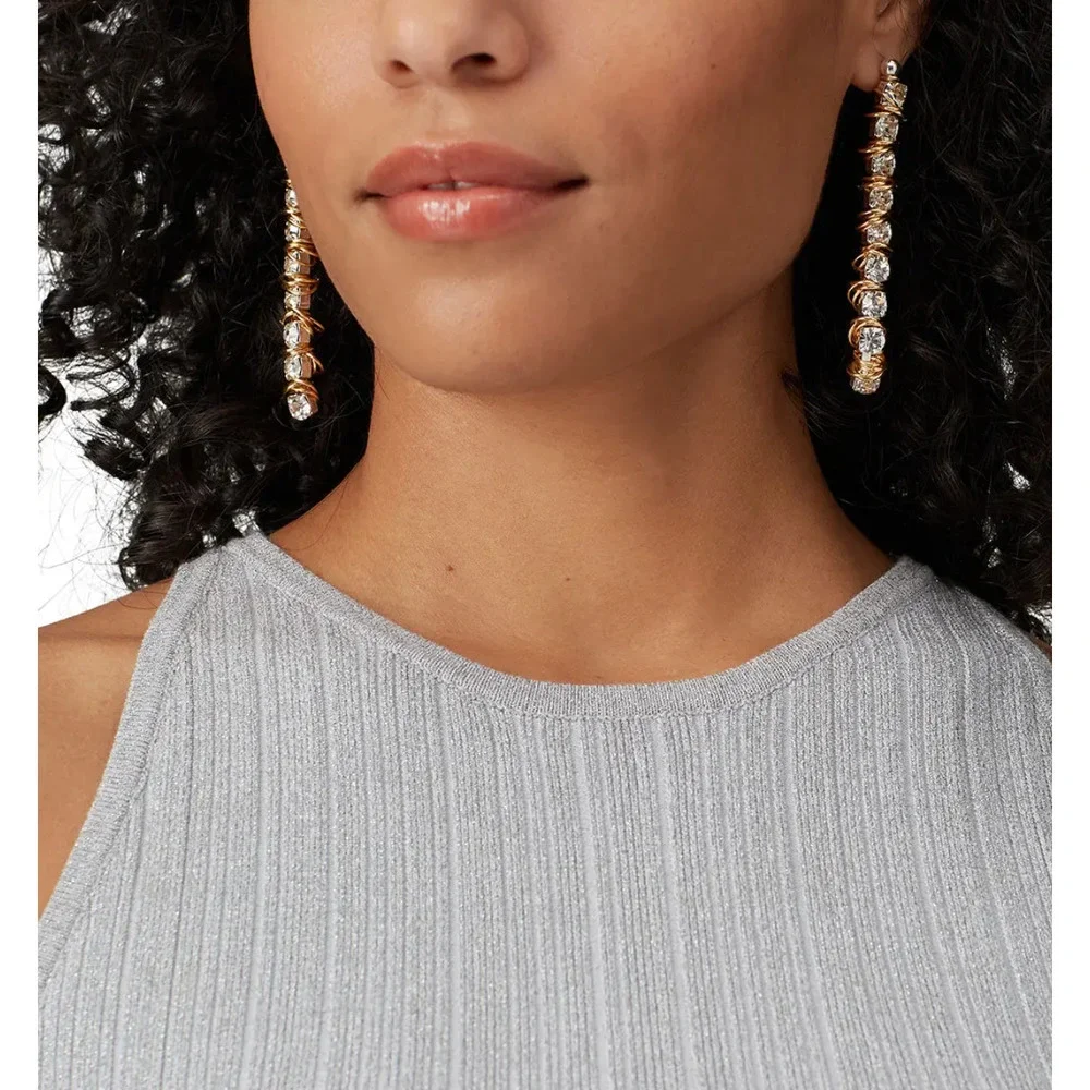 Moutton Collet Gold Silver X Project Earring Silver Plate Swarovski Crystal $185 - Picture 2 of 5